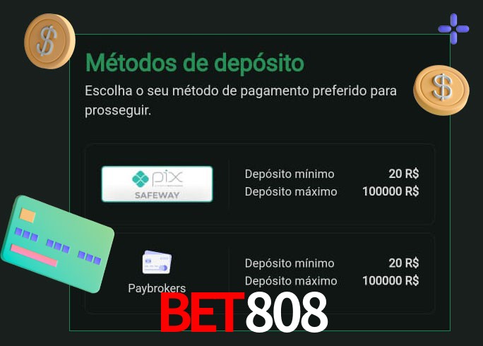 O cassino bet808 oferece uma grande variedade de métodos de pagamento